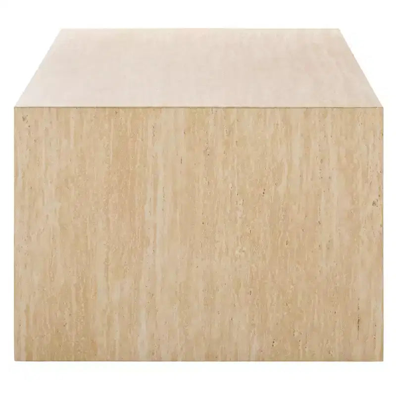 Table basse rectangulaire – Plateau en placage de bois, piètement en métal blanc, capacité de 50 kg