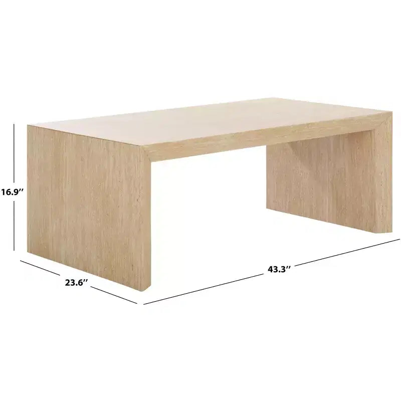 Table basse rectangulaire – Plateau en placage de bois, piètement en métal blanc, capacité de 50 kg