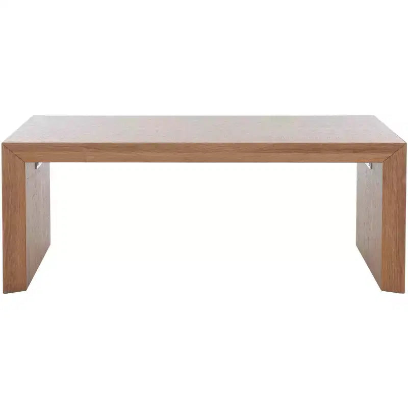 Table basse rectangulaire – Plateau en placage de bois, piètement en métal blanc, capacité de 50 kg