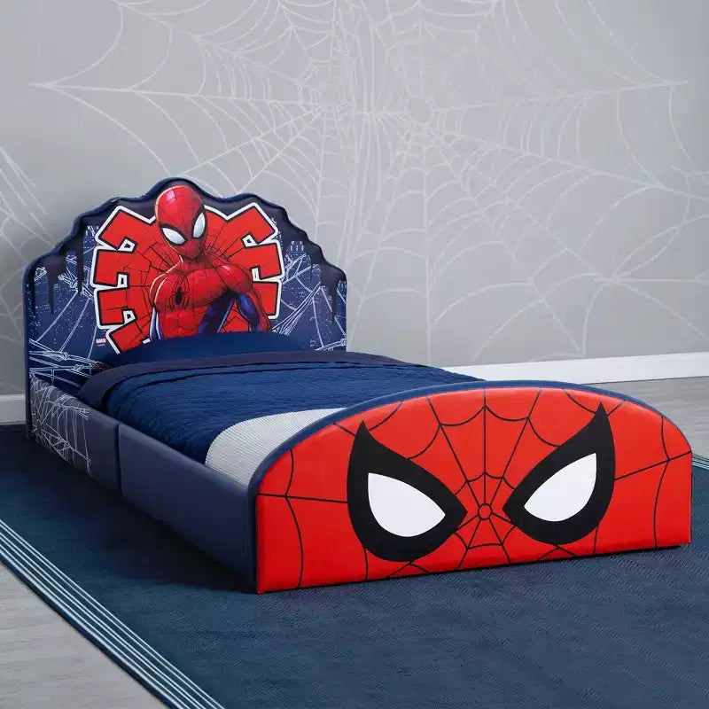 Lit jumeau Spider-Man capitonné pour enfants – Meuble de chambre de super-héros