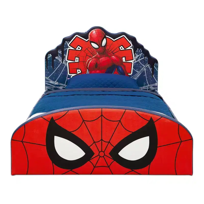 Lit jumeau Spider-Man capitonné pour enfants – Meuble de chambre de super-héros