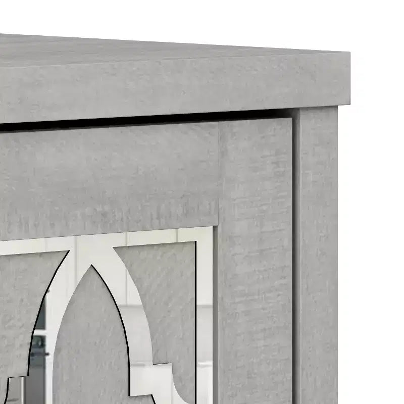 Meuble de salle de bain autoportant avec portes miroir – Chêne gris poussière, 25" L