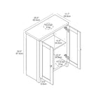 Meuble de salle de bain autoportant avec portes miroir – Chêne gris poussière, 25" L