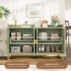 Buffet de rangement cannelé de 120 cm, Meuble de cuisine avec étagères réglables, Meuble TV pour salon, cuisine, entrée