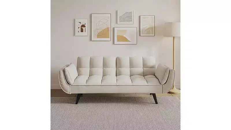 Canapé deux places, canapé avec deux accoudoirs et coussins, confortable, idéal pour appartement, chambre à coucher, petit espace