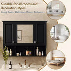 MAYEERTY Meuble haut de salle de bain 28,7 mural avec miroir, étagères ouvertes, noir