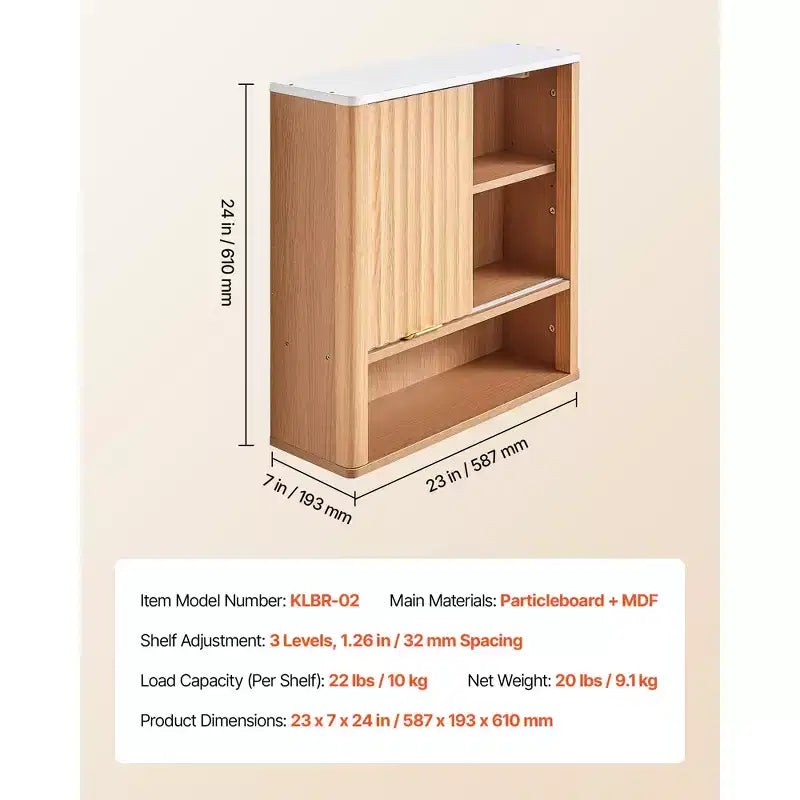 Meuble haut de salle de bain avec porte et étagère réglable – Rangement pour au-dessus des toilettes, Marron