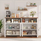Buffet de ferme avec rangement, meuble de bar à café avec portes et étagères réglables, console en bois moderne pour la cuisine, le salon
