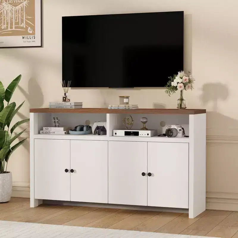 Buffet de ferme avec rangement, meuble de bar à café avec portes et étagères réglables, console en bois moderne pour la cuisine, le salon