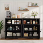 Buffet de ferme avec rangement, meuble de bar à café avec portes et étagères réglables, console en bois moderne pour la cuisine, le salon