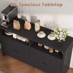 Buffet de ferme avec rangement, meuble de bar à café avec portes et étagères réglables, console en bois moderne pour la cuisine, le salon