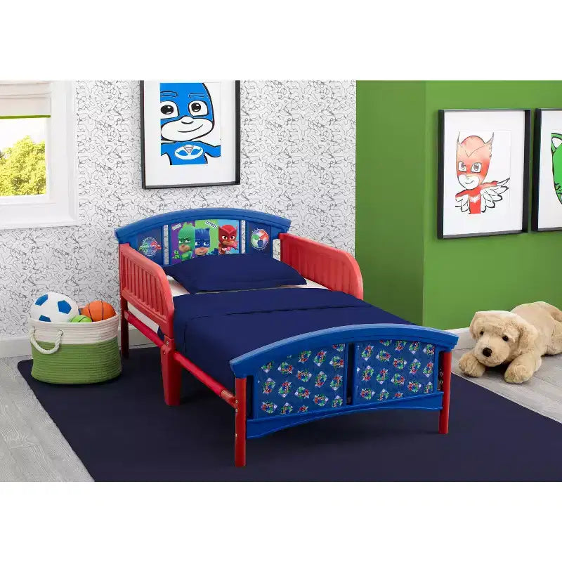 Lit pour tout-petit PJ Masks – Cadre en plastique, 2 barrières de sécurité, certifié JPMA