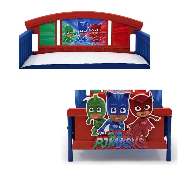 Lit pour tout-petit PJ Masks – Cadre en plastique, 2 barrières de sécurité, certifié JPMA