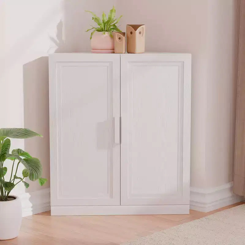 Meuble de rangement moderne à 2 portes pour salon et chambre à coucher – Blanc
