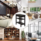 Lot de 2 tables d'appoint à 3 niveaux – Table de chevet avec étagère et tiroir
