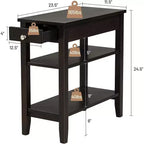 Lot de 2 tables d'appoint à 3 niveaux – Table de chevet avec étagère et tiroir