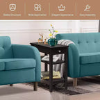 Lot de 2 tables d'appoint à 3 niveaux – Table de chevet avec étagère et tiroir