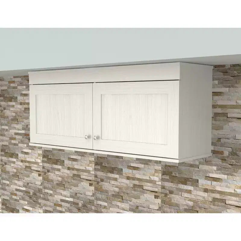 Buffet mural 2 portes – Style transitionnel, étagères réglables, blanc
