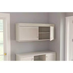 Buffet mural 2 portes – Style transitionnel, étagères réglables, blanc
