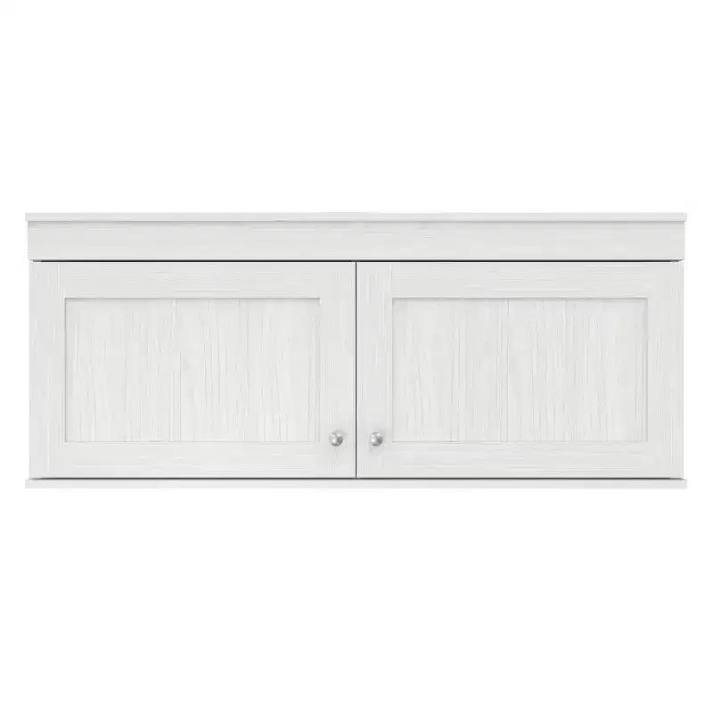 Buffet mural 2 portes – Style transitionnel, étagères réglables, blanc