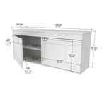 Buffet mural 2 portes – Style transitionnel, étagères réglables, blanc