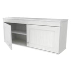 Buffet mural 2 portes – Style transitionnel, étagères réglables, blanc