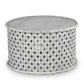 Samir Round Cocktail Table Alabaster - Steve Silver Co.: Heathered White, Wood Frame, Tray Top Design, No Assembly Required