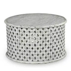 Samir Round Cocktail Table Alabaster - Steve Silver Co.: Heathered White, Wood Frame, Tray Top Design, No Assembly Required