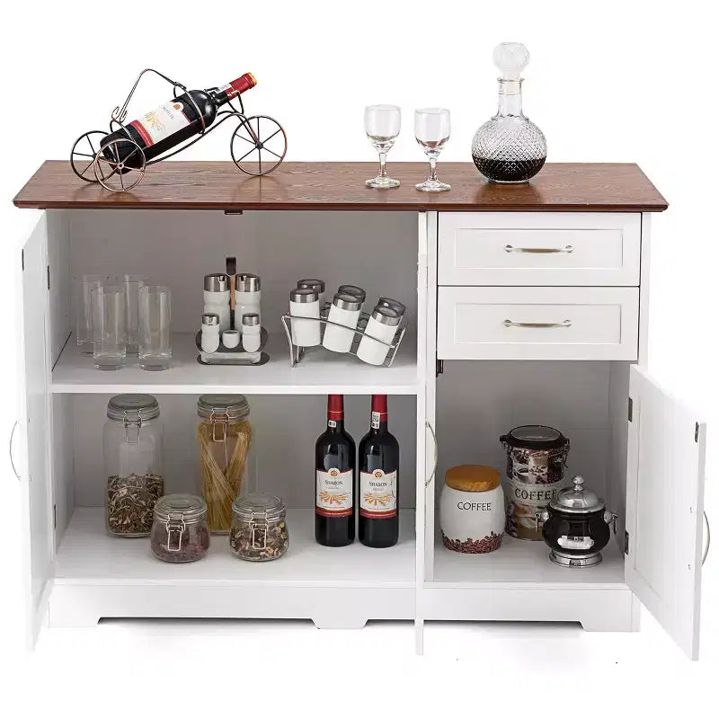 Costway Buffet, Armoire de Rangement de Cuisine avec 2 Tiroirs et 3 Portes