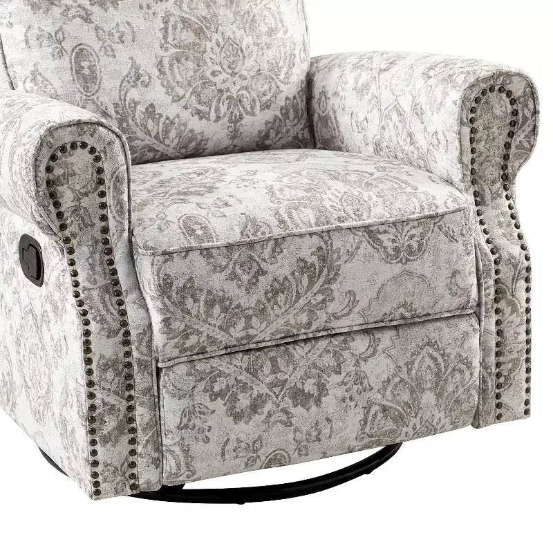Ensemble de 2 fauteuils inclinables pivotants manuels avec bordure cloutée – Salon