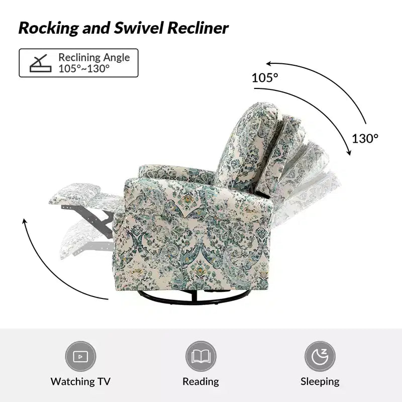 Ensemble de 2 fauteuils inclinables pivotants manuels avec bordure cloutée – Salon
