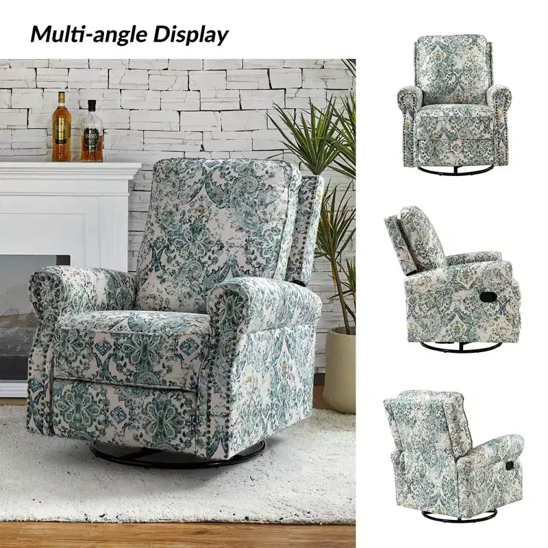 Ensemble de 2 fauteuils inclinables pivotants manuels avec bordure cloutée – Salon