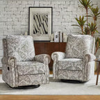 Ensemble de 2 fauteuils inclinables pivotants manuels avec bordure cloutée – Salon