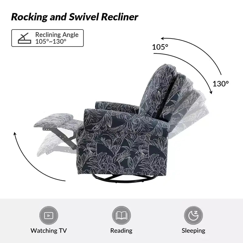 Ensemble de 2 fauteuils inclinables pivotants manuels avec bordure cloutée – Salon