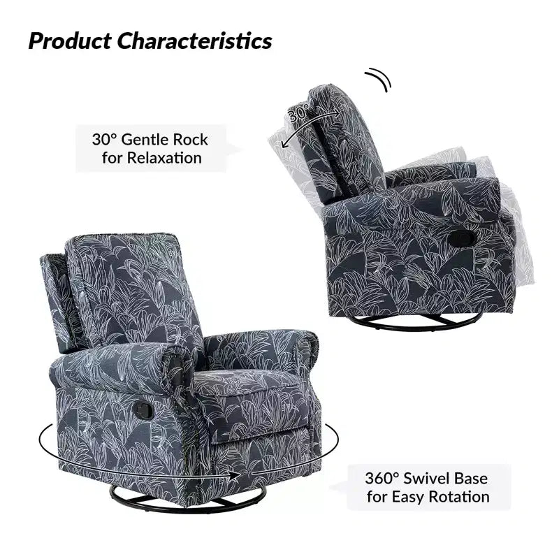 Ensemble de 2 fauteuils inclinables pivotants manuels avec bordure cloutée – Salon