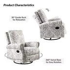 Ensemble de 2 fauteuils inclinables pivotants manuels avec bordure cloutée – Salon