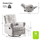 Ensemble de 2 fauteuils inclinables pivotants manuels avec bordure cloutée – Salon