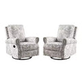 Ensemble de 2 fauteuils inclinables pivotants manuels avec bordure cloutée – Salon