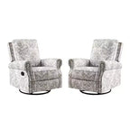 Ensemble de 2 fauteuils inclinables pivotants manuels avec bordure cloutée – Salon