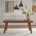 Table à manger rectangulaire – Cadre en hévéa, 6 places, Plateau en placage marron