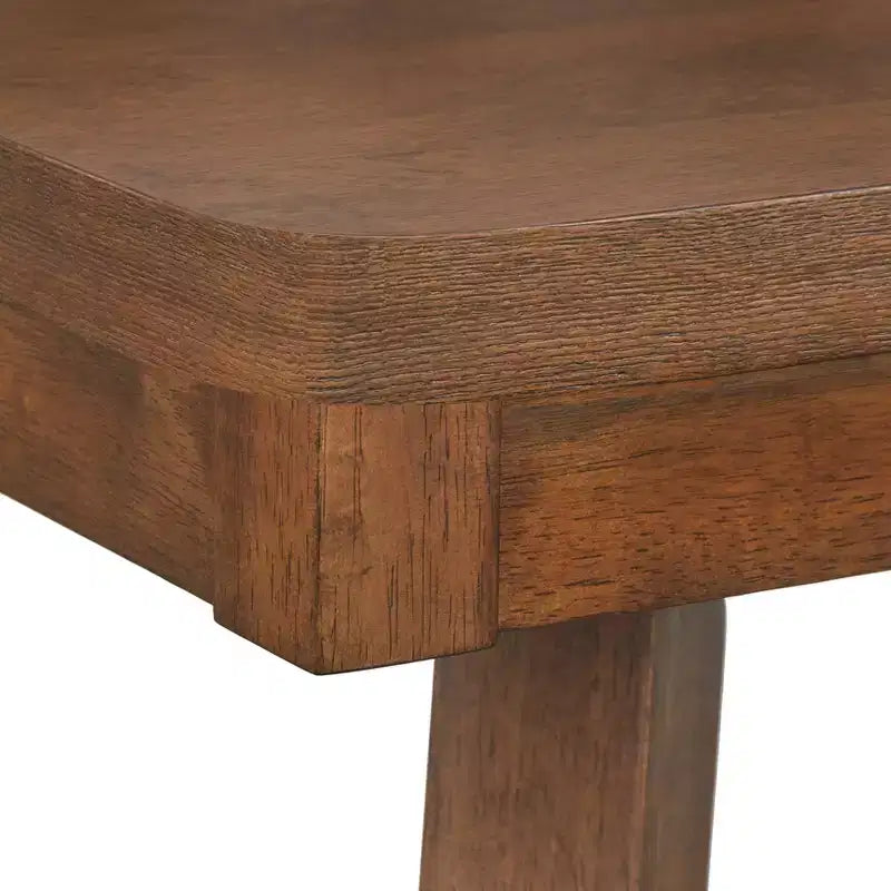Table à manger rectangulaire – Cadre en hévéa, 6 places, Plateau en placage marron